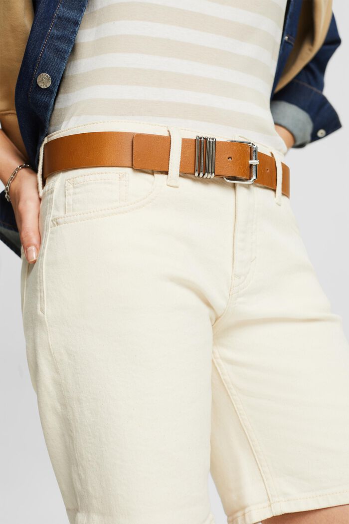 Klassiska retro-jeansshorts med medelhög midja, OFF WHITE, detail image number 2