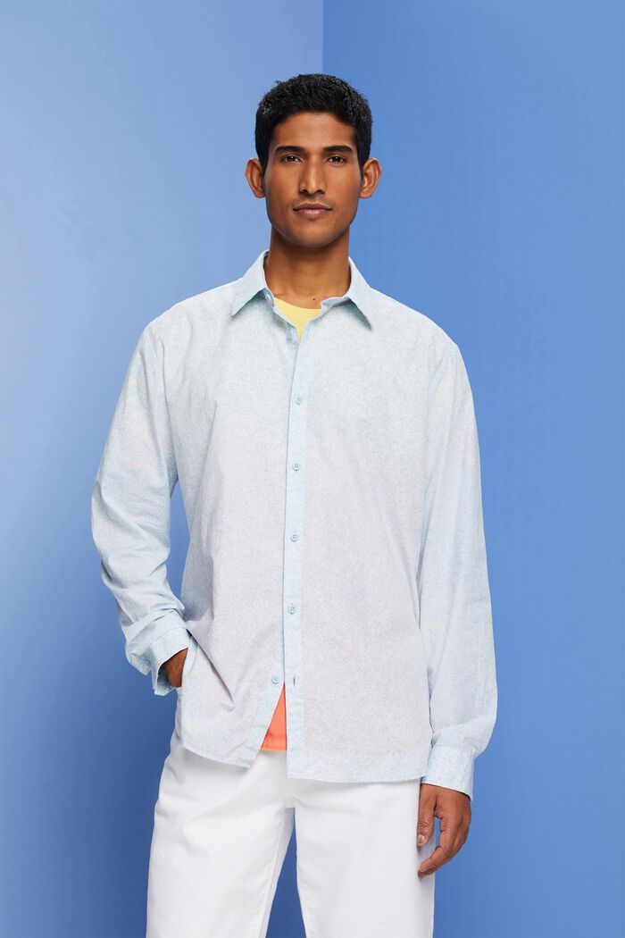 Mönstrad skjorta, 100% bomull, LIGHT BLUE LAVENDER, detail image number 0