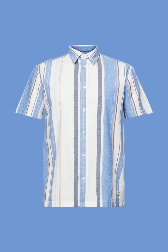 Kortärmad skjorta med ränder, 100% bomull, BRIGHT BLUE, detail image number 6