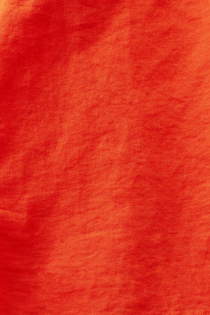 Skjortblus i bomull-linne, BRIGHT ORANGE, detail image number 5