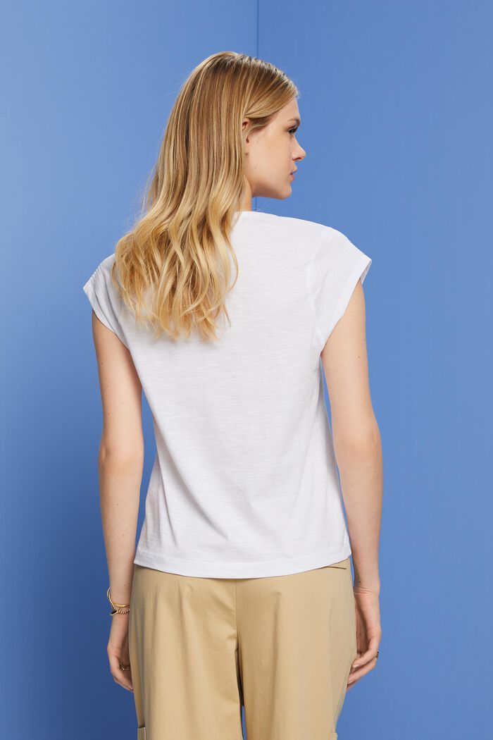 V-ringad T-shirt, 100% bomull, WHITE, detail image number 3