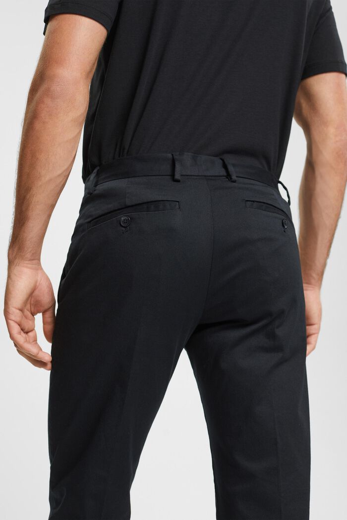 Stretch-chinos i bomull, BLACK, detail image number 4