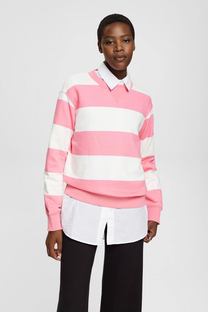 Sweatshirt med randmönster, PINK, detail image number 0