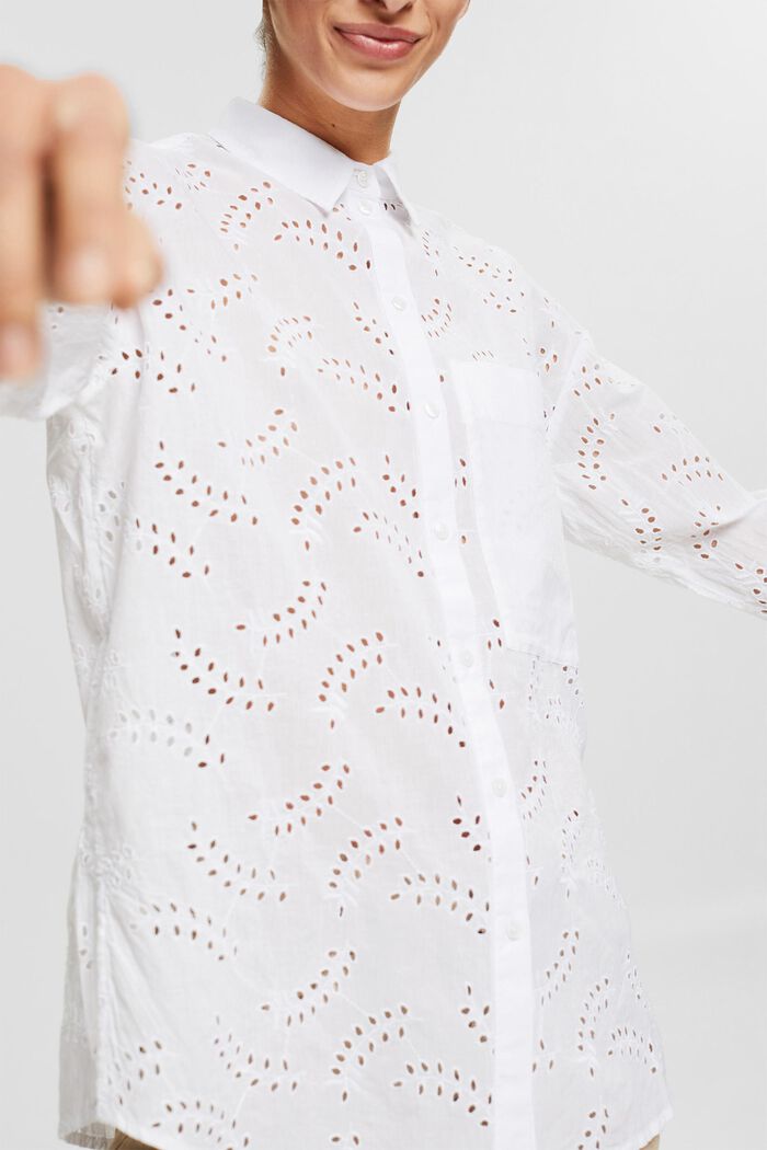 Skjortblus med hålspets, WHITE, detail image number 2