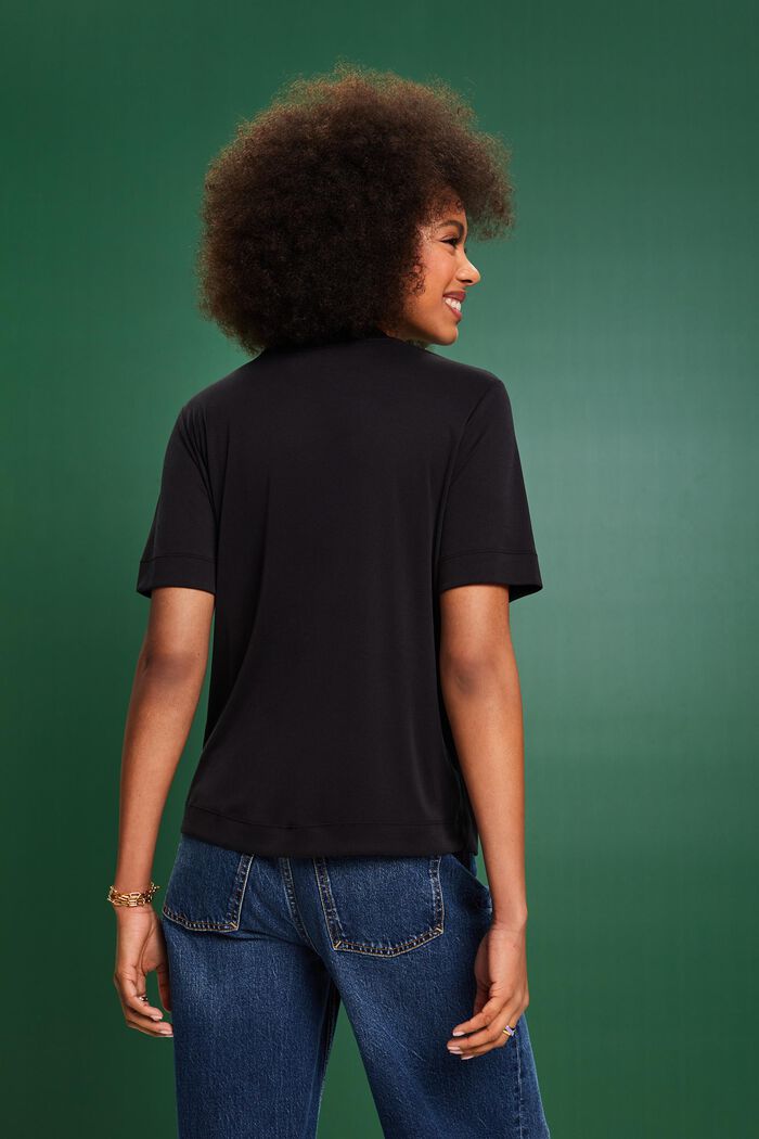 Jersey-T-shirt med halvpolokrage, BLACK, detail image number 2