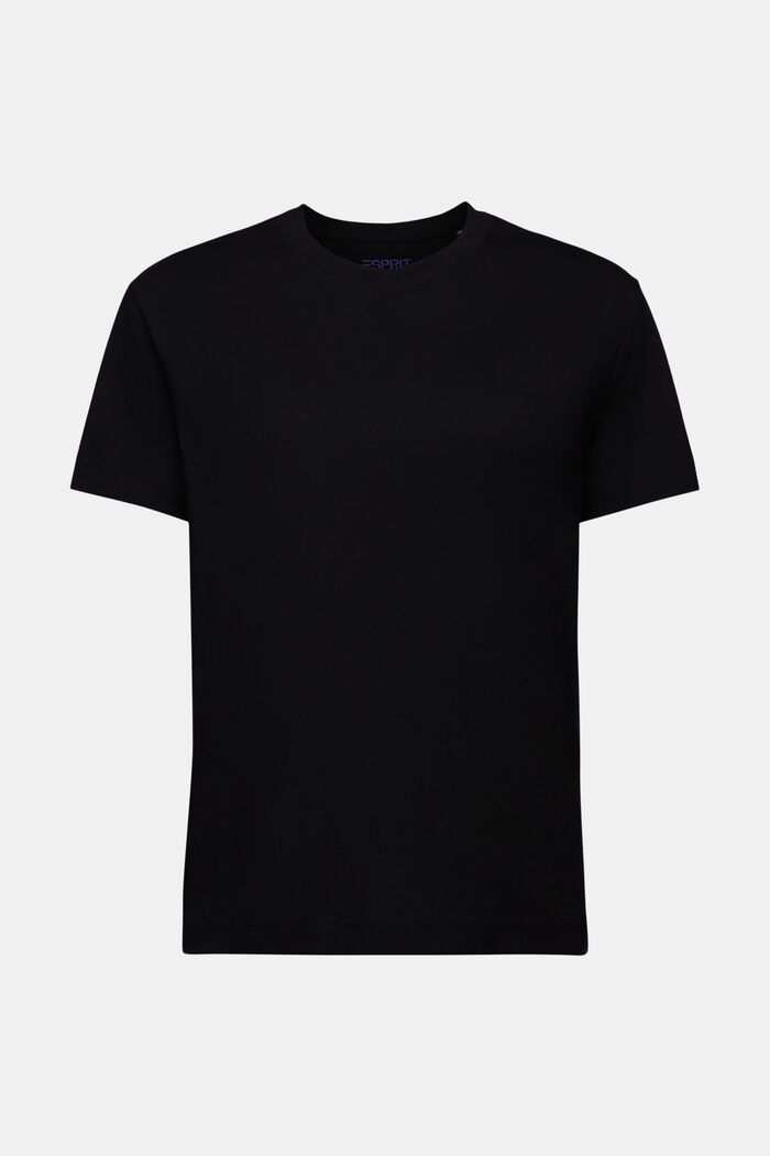 T-shirt i pimabomull med rund ringning, BLACK, detail image number 6