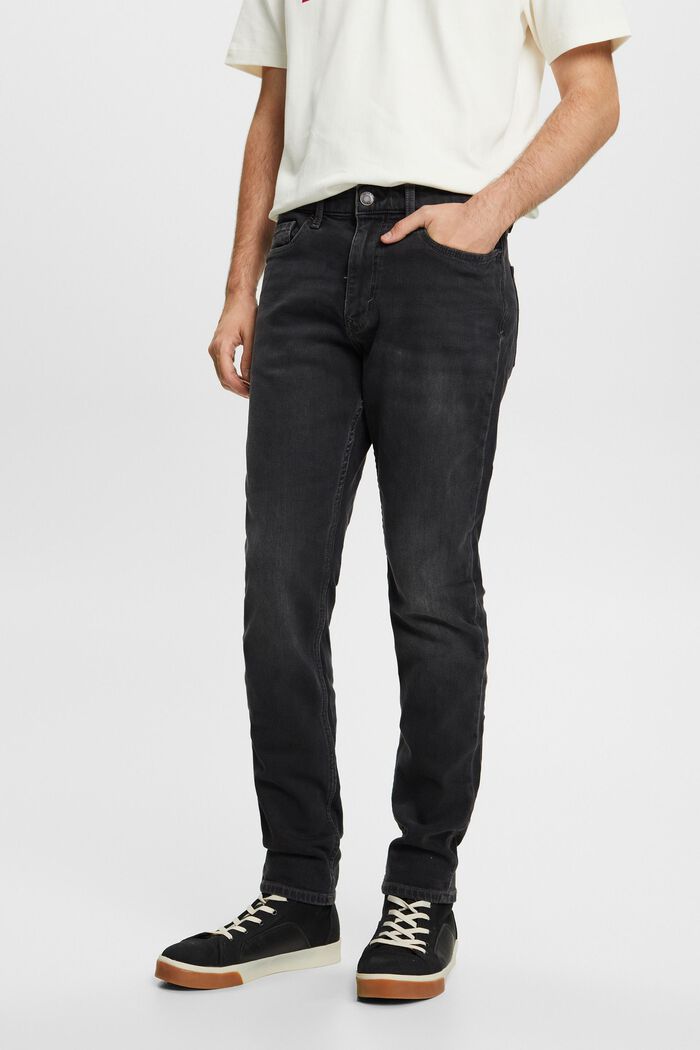 Regular avsmalnande jeans med medelhög midja, BLACK DARK WASHED, detail image number 0
