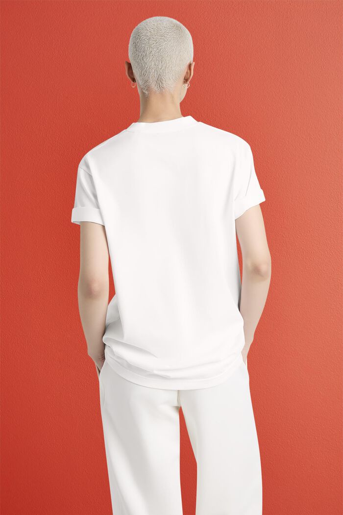 T-shirt i bomullsjersey med logo, unisexmodell, OFF WHITE, detail image number 2
