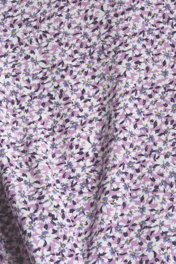 Småblommigt blus med ryschade kanter, LILAC, detail image number 4