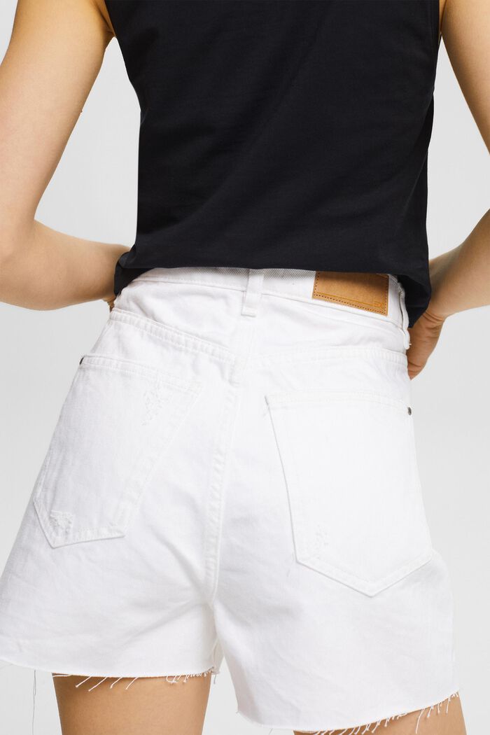Jeansshorts med slitna effekter, WHITE, detail image number 5