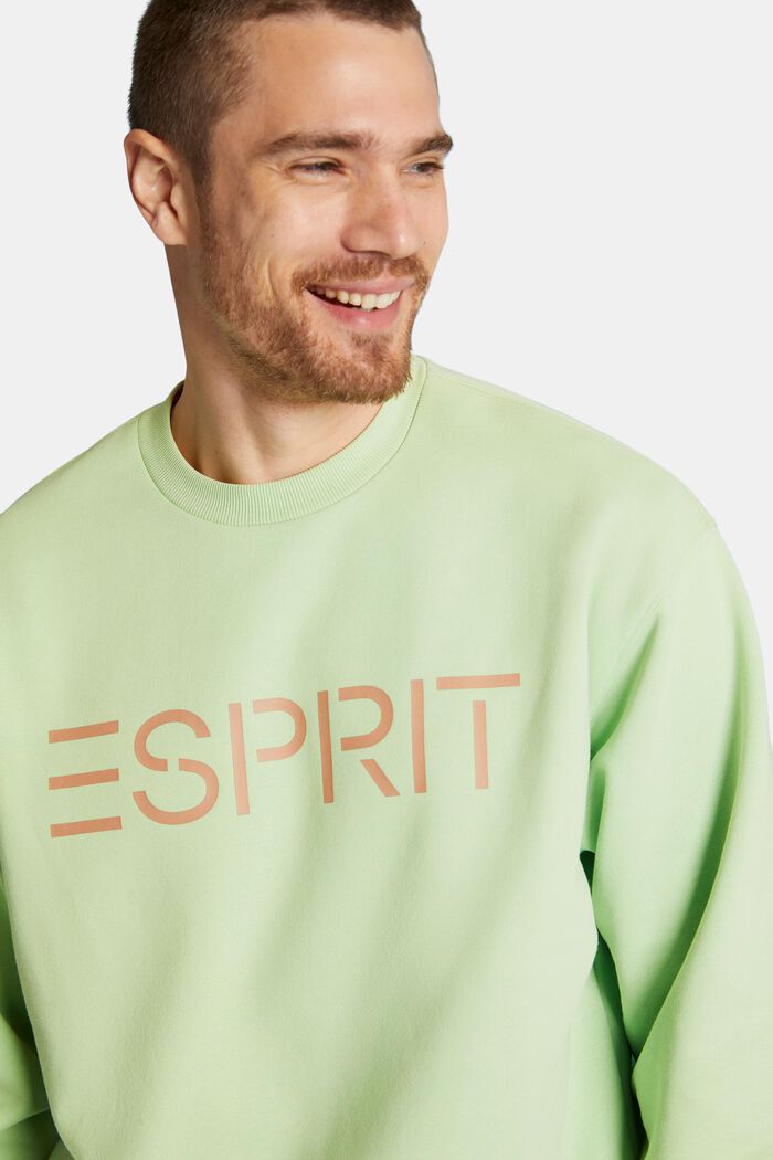 Unisex-sweatshirt i bomullsfleece med logo, LIGHT GREEN, detail image number 2