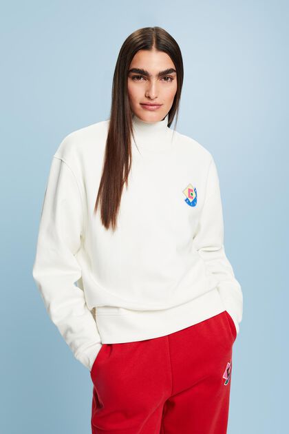 Sweatshirt med logo och halvpolokrage