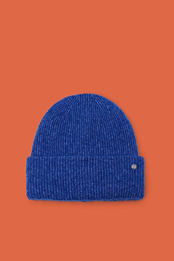 Ribbstickad beanie i mohair-/ullmix, BRIGHT BLUE, detail image number 0