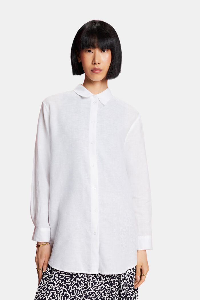 Skjorta i linne-bomullsmix, WHITE, detail image number 0