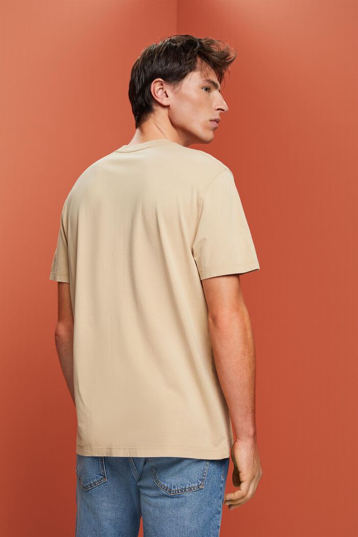 Plaggfärgad T-shirt i jersey, 100% bomull, SAND, detail image number 3