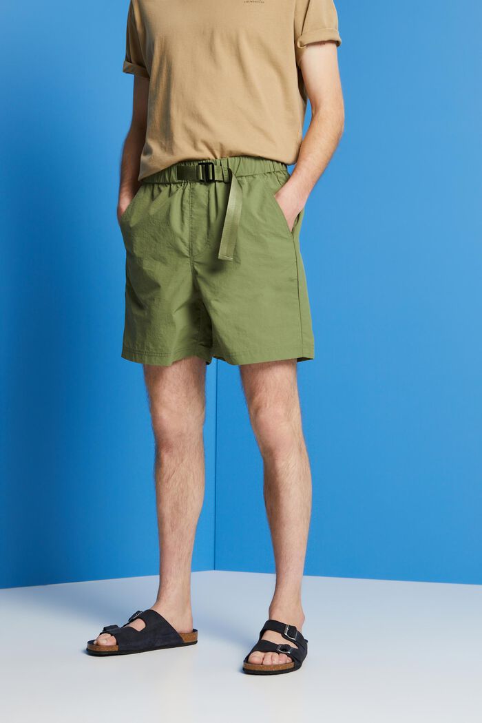 Shorts med integrerat bälte, OLIVE, detail image number 0
