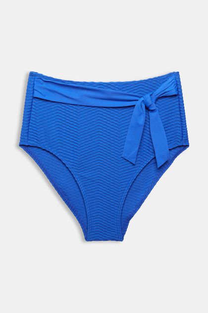 Bikinitrosa med hög midja och strukturränder , BRIGHT BLUE, overview