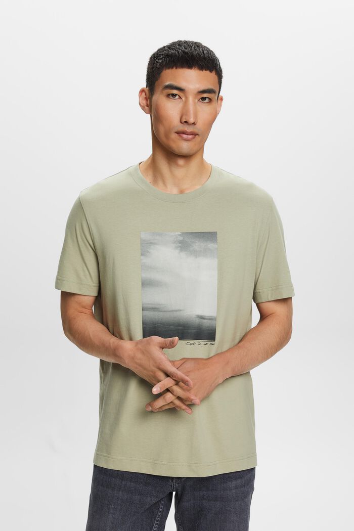 T-shirt i ekologisk bomull med tryck, DUSTY GREEN, detail image number 2