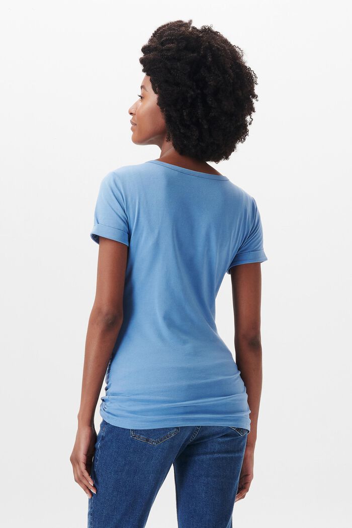 T-shirt med statementtryck, ekologisk bomull, BLUE, detail image number 1