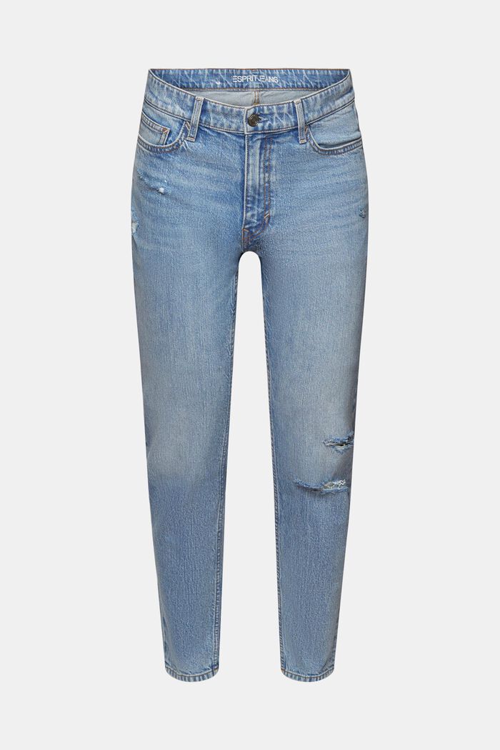Regular avsmalnande jeans med medelhög midja, BLUE LIGHT WASHED, detail image number 6