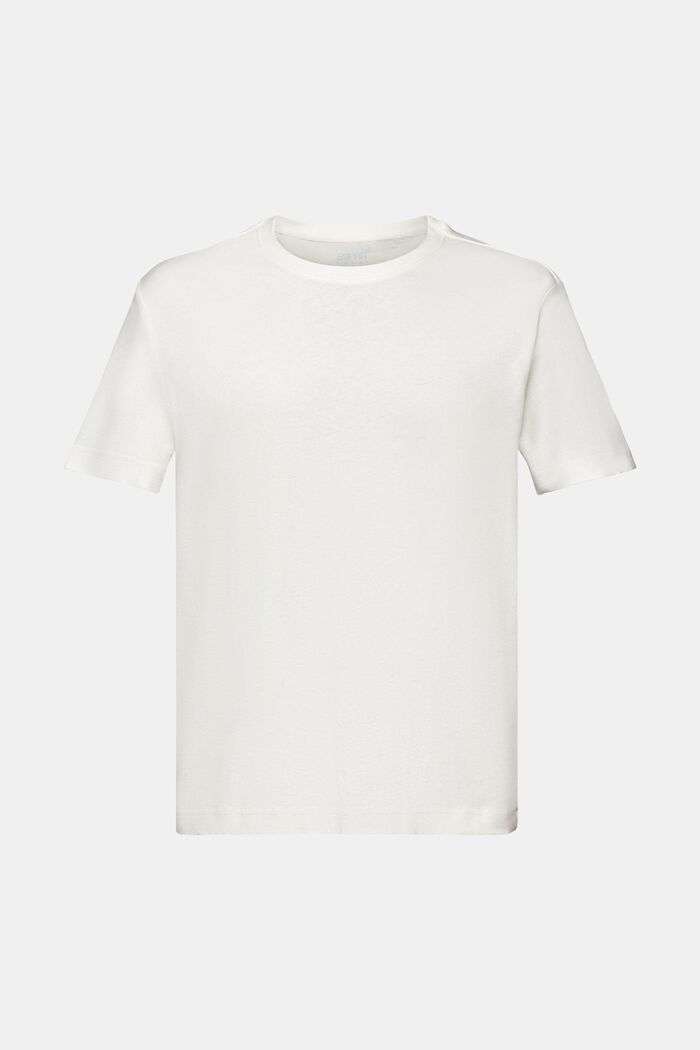 T-shirt i bomull-linnemix, OFF WHITE, detail image number 5