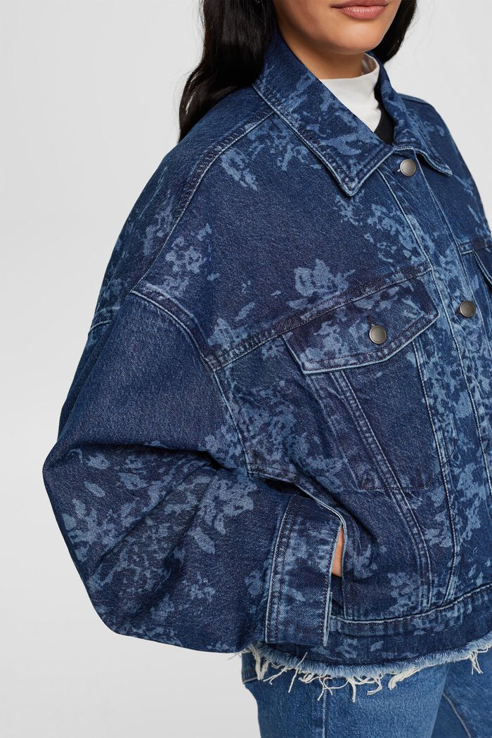 Mönstrad jeansjacka, BLUE DARK WASHED, detail image number 2