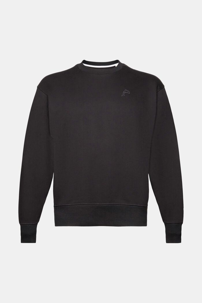 Sweatshirt med litet delfintryck, BLACK, detail image number 5