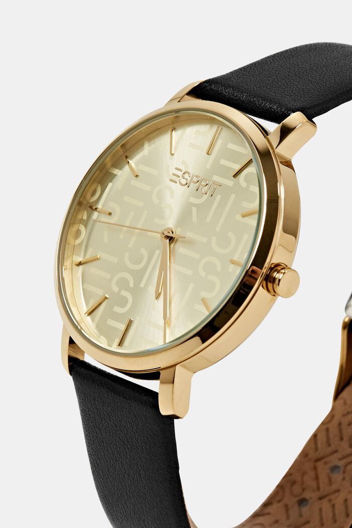 Klocka i rostfritt stål med logo på urtavlan, GOLD, detail image number 1