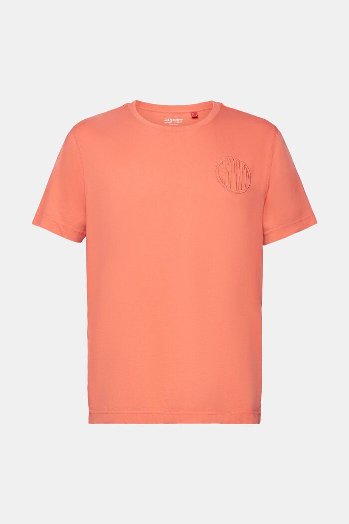 T-shirt med sydd logotyp, 100% bomull, CORAL RED, detail image number 7