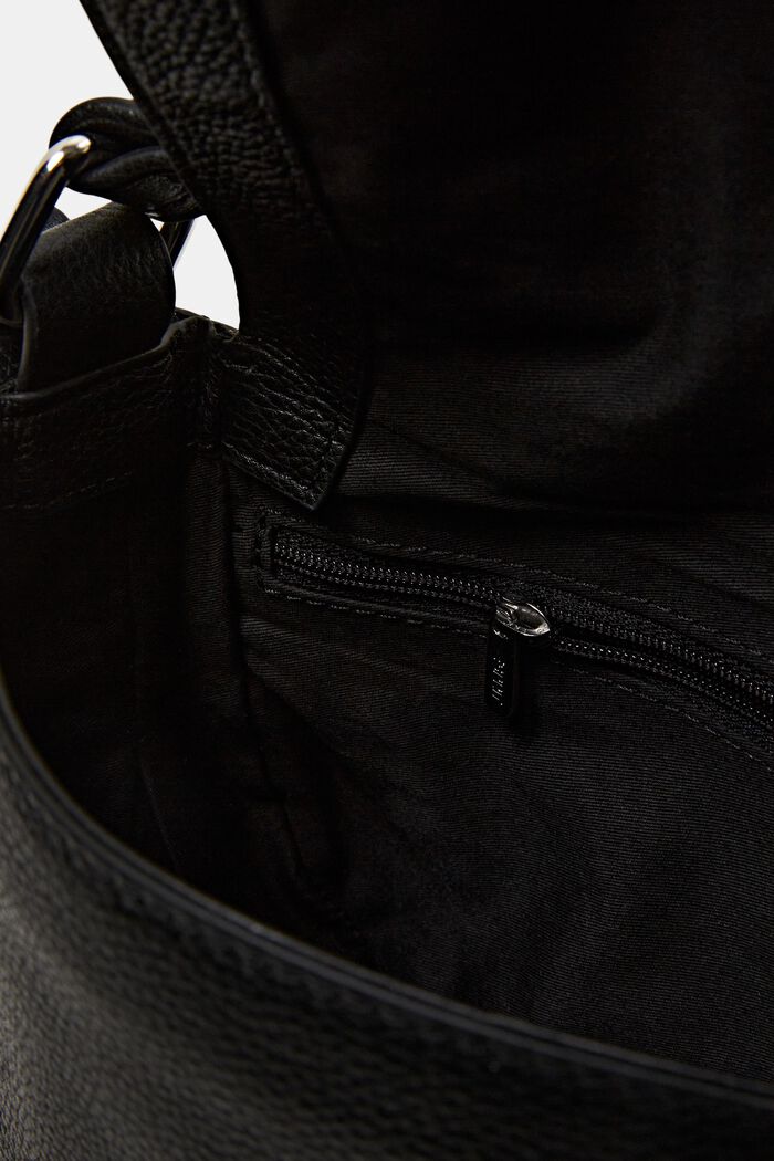 Sadelväska i skinn med dekorativa remmar, BLACK, detail image number 3