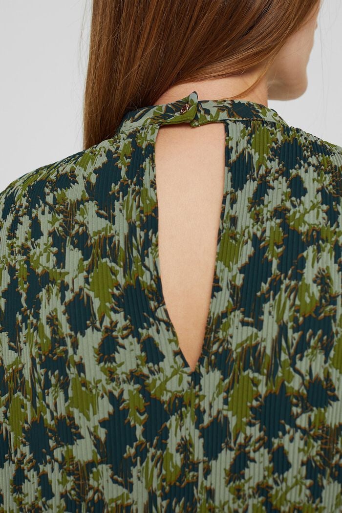 Återvunnet material: plisserad klänning med tryck, DUSTY GREEN, detail image number 3