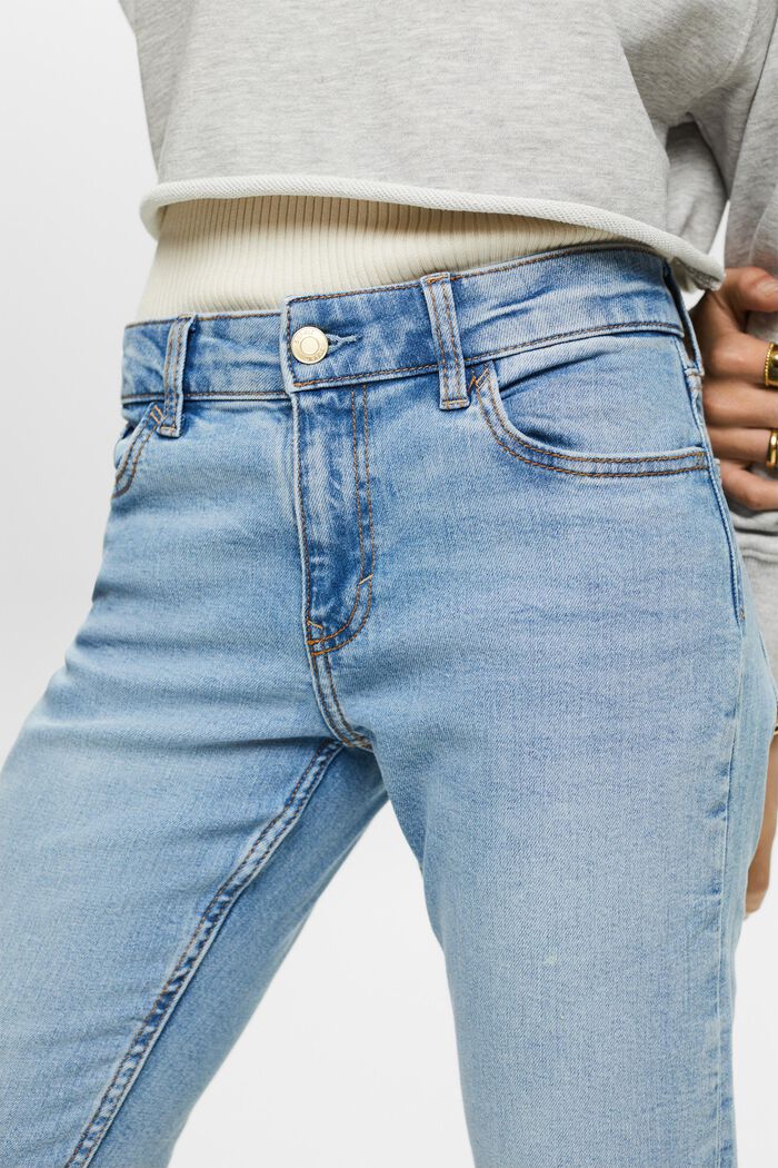 Raka ankellånga jeans med medelhög midja, BLUE LIGHT WASHED, detail image number 3