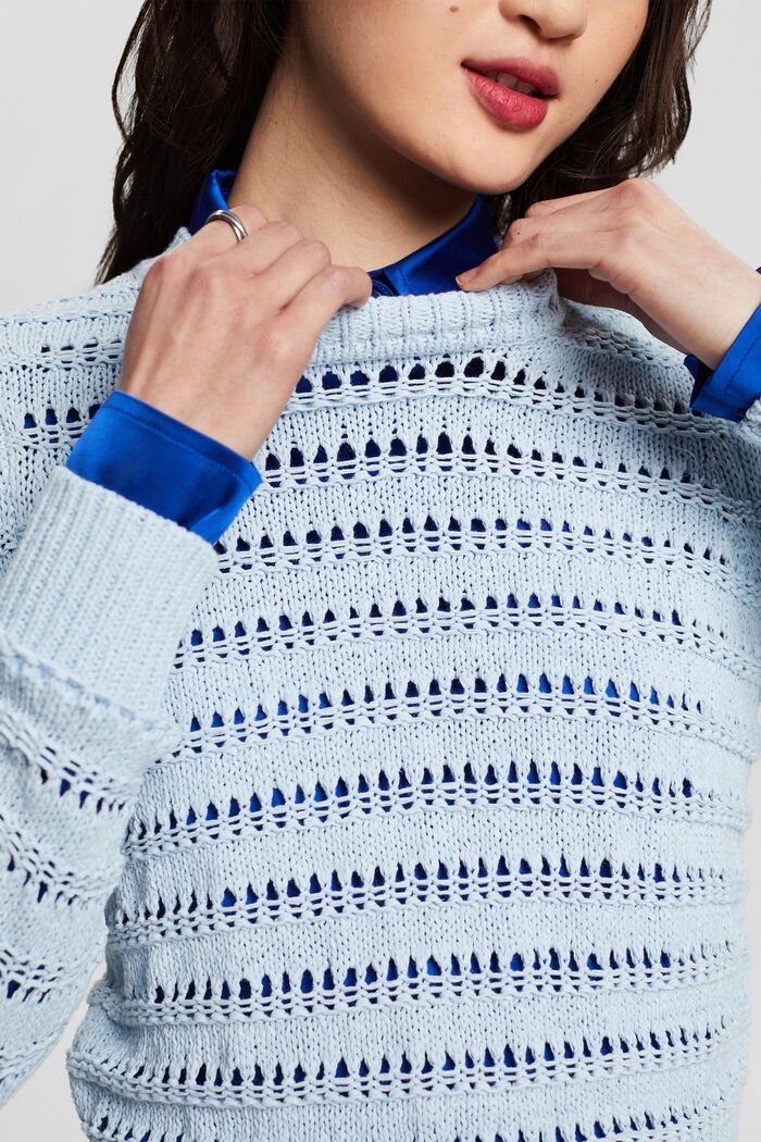 Hålstickad tröja, LIGHT BLUE, detail image number 3