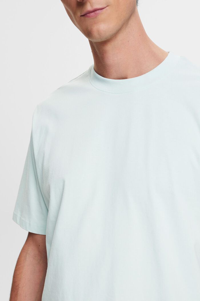 Bomulls-T-shirt med rund ringning, LIGHT AQUA GREEN, detail image number 2