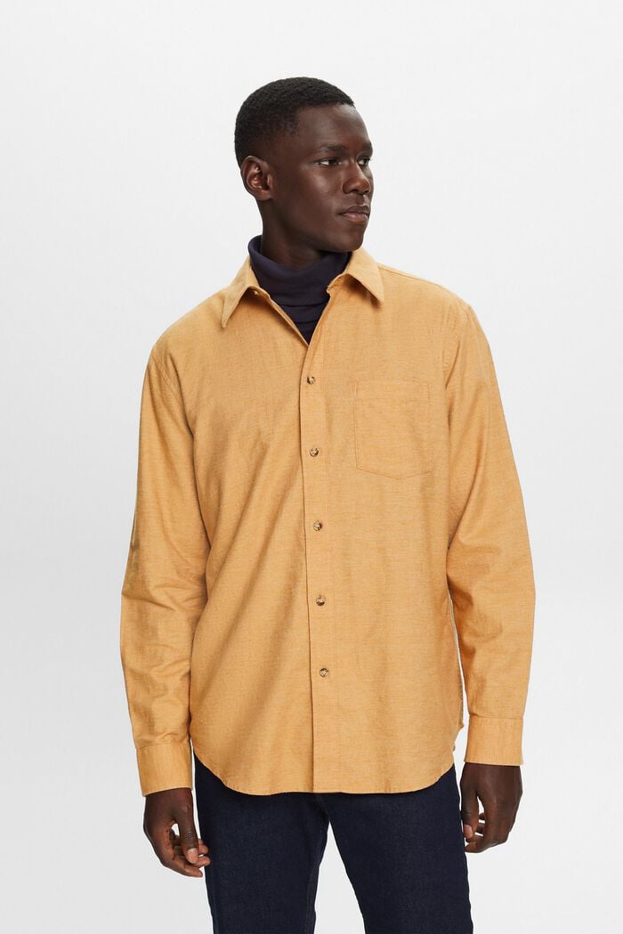 Melerad skjorta, 100% bomull, CAMEL, detail image number 5