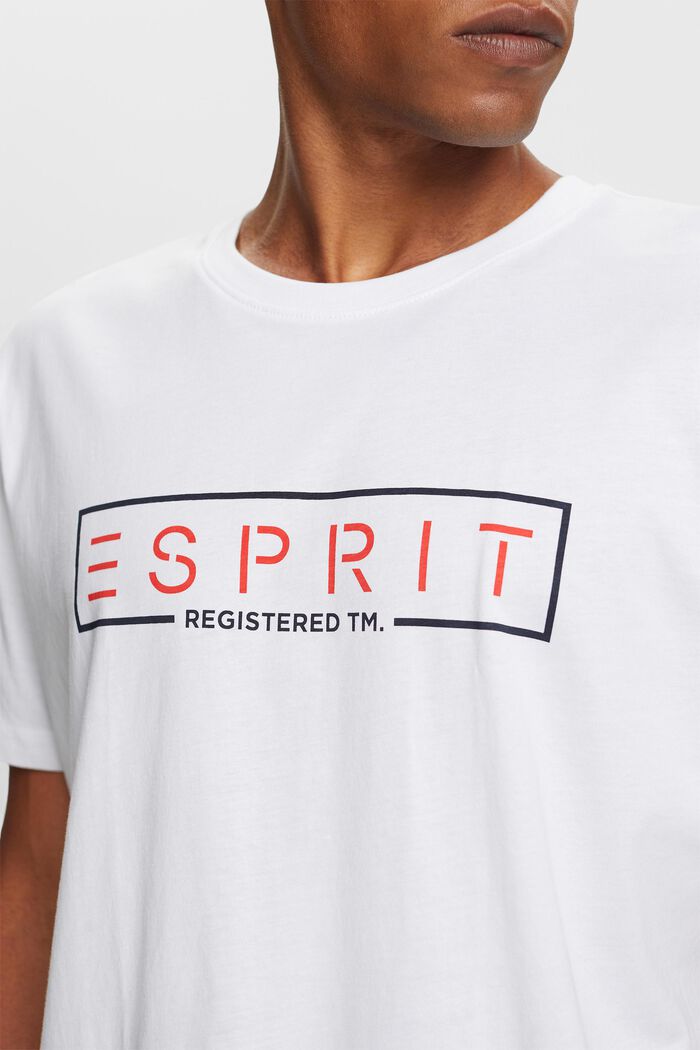 Jersey-T-shirt med logo, 100% bomull, WHITE, detail image number 2