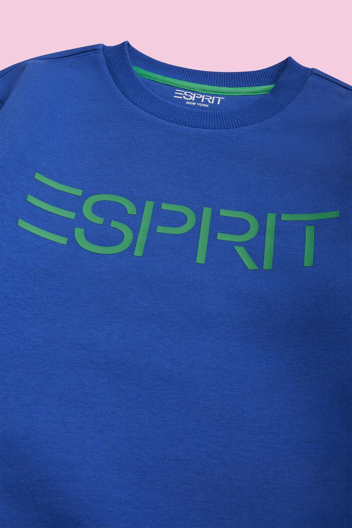 Sweatshirt med rund ringning och logo, BRIGHT BLUE, detail image number 1