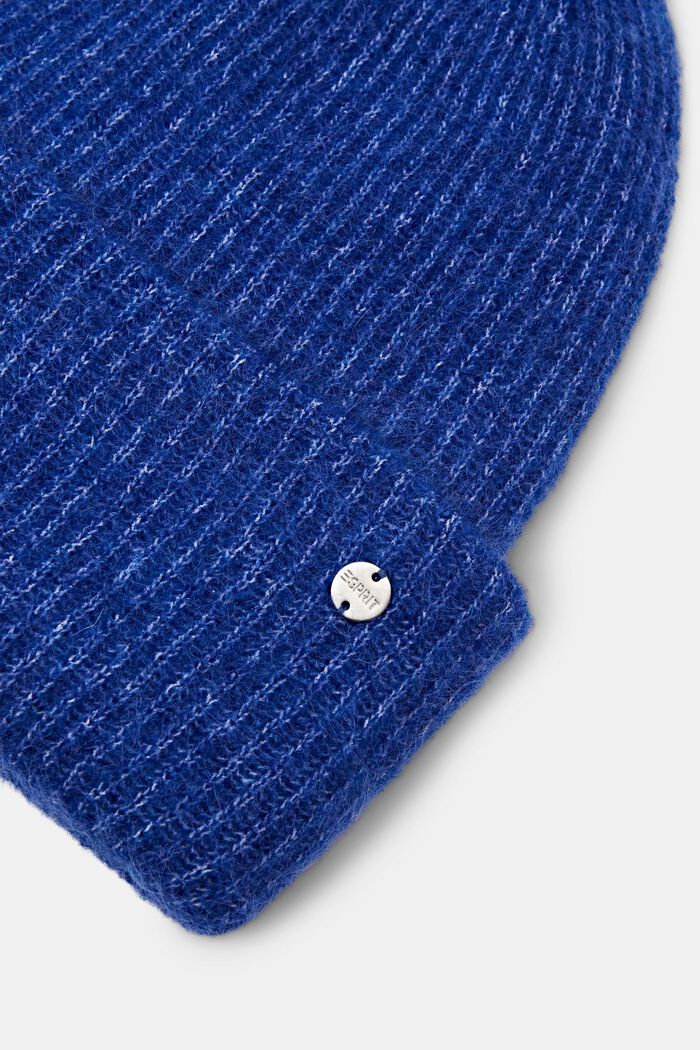 Ribbstickad beanie i mohair-/ullmix, BRIGHT BLUE, detail image number 1