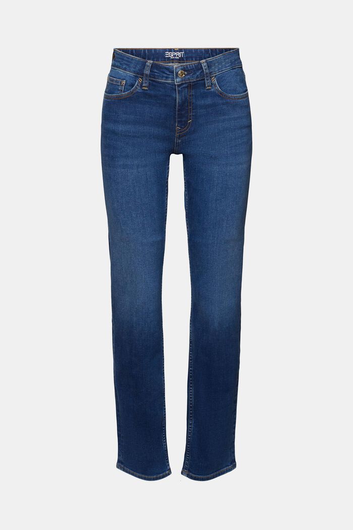 Straight leg stretch jeans, bomullsmix, BLUE MEDIUM WASHED, detail image number 6