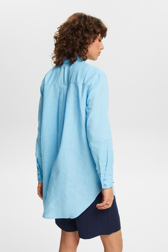 Skjorta i linne-bomullsmix, LIGHT TURQUOISE, detail image number 2