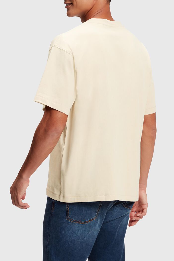 T-shirt med fyrkantigt, digitalt landskapstryck på framstycket, BEIGE, detail image number 1