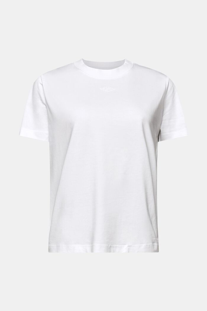 T-shirt i pimabomull med broderad logo, WHITE, detail image number 6