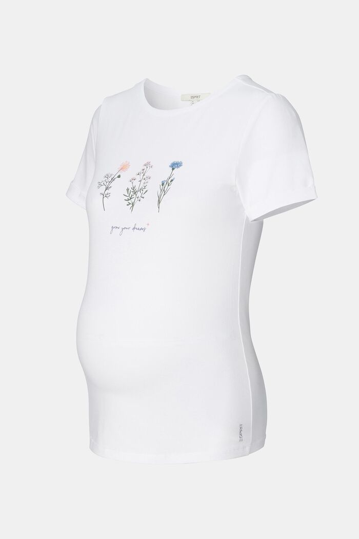T-shirt med tryck, ekologisk bomull, BRIGHT WHITE, overview