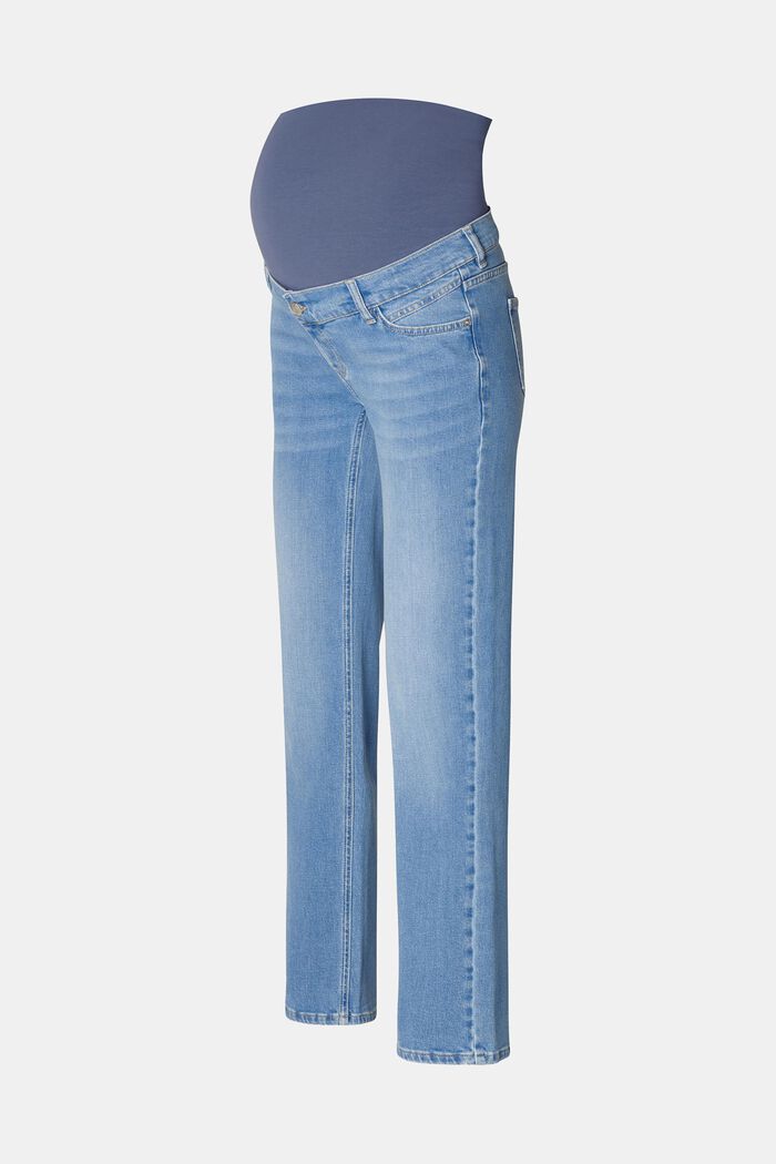 Jeans med raka ben och midjeband över magen, BLUE MEDIUM WASHED, detail image number 2