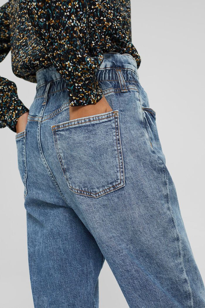 Jeans med resårlinning, i ekobomullsmix, BLUE MEDIUM WASHED, detail image number 5