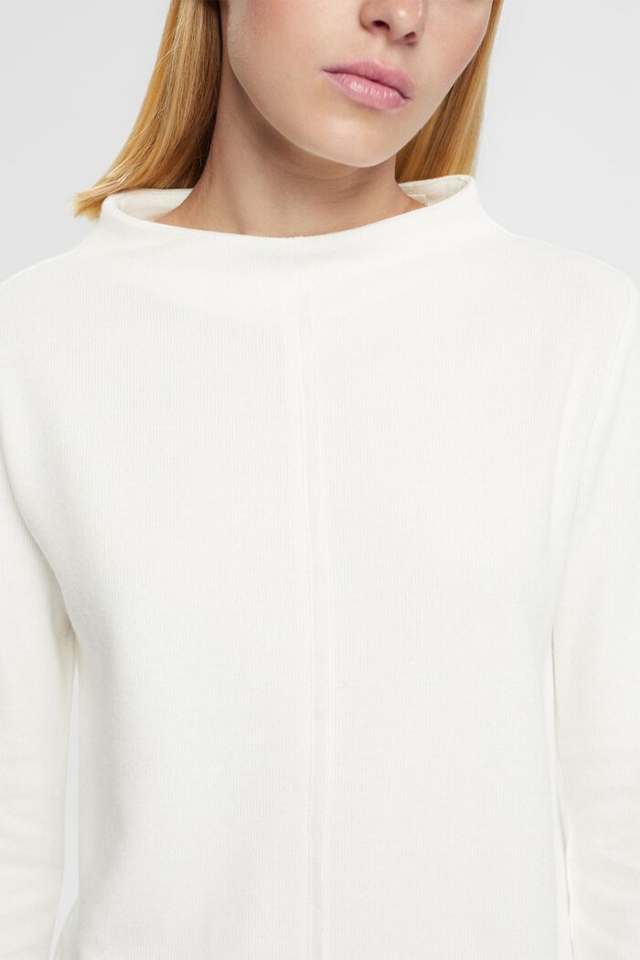 Sweatshirt med ståkrage, bomullsblandning, OFF WHITE, detail image number 0