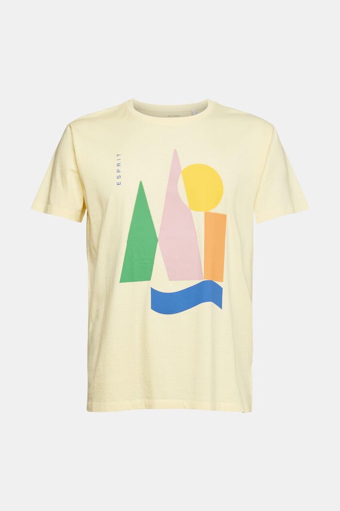 T-shirt i jersey med tryck, PASTEL YELLOW, overview