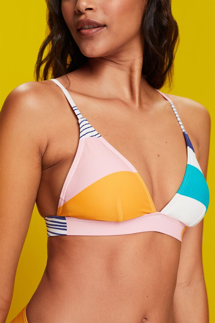 Vadderad bikiniöverdel i varierad mönsterdesign, SAND, detail image number 1