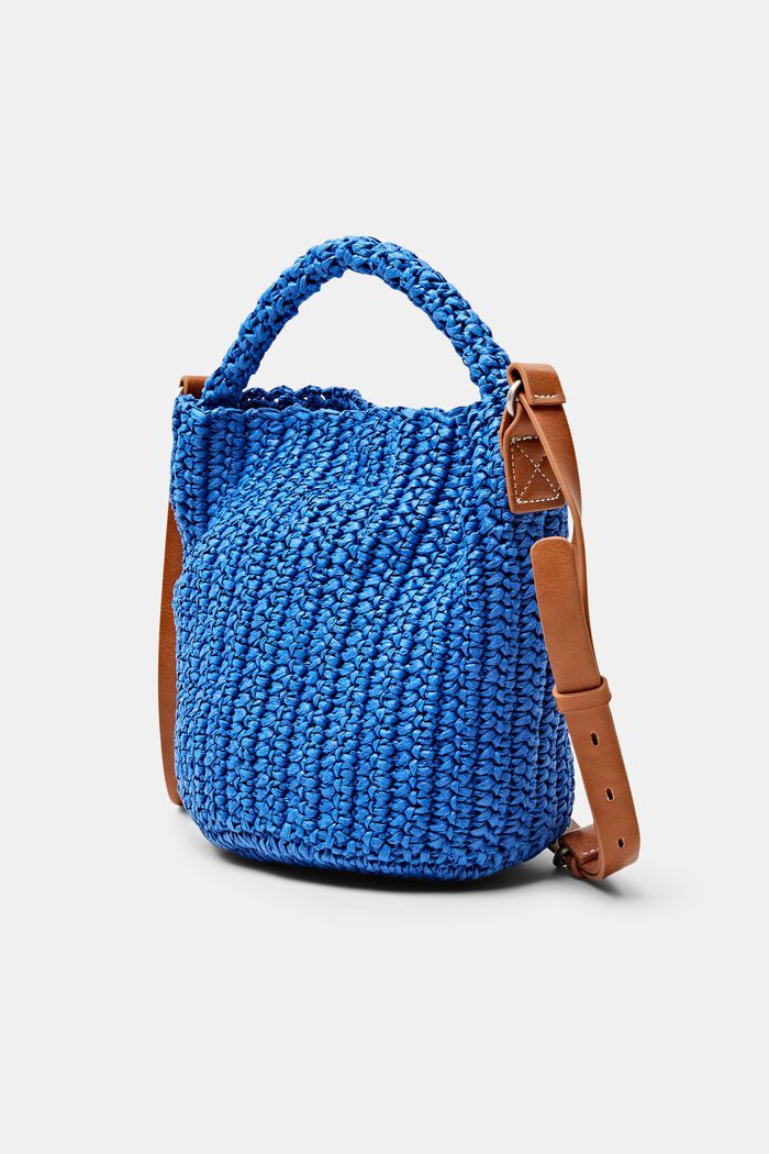 Crossbody-väska i vävd halm, BRIGHT BLUE, detail image number 2