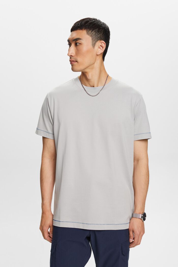T-shirt i jersey med rund ringning, 100% bomull, LIGHT GREY, detail image number 1